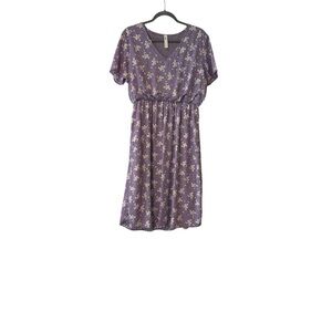 Purple Floral V-Neck Dress